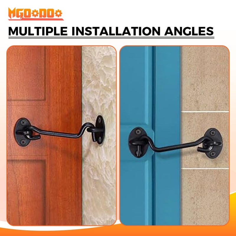 Mgoodoo 12 Inch Black Hook and Eye Latch,2 Pack Stainless Steel Barn Door Latch, Heavy Duty Privacy Lock for Sliding Doors, Barn Door, Gate, Shed, Window, Cabinet - Image 5